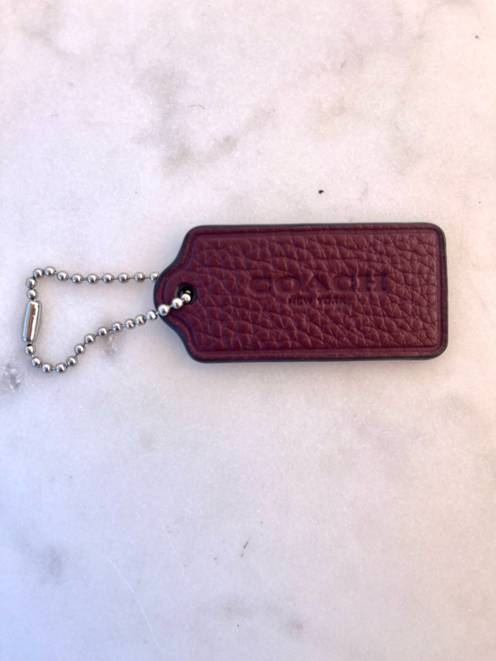 COACH Pebbled Leather Hang Tag, Maroon